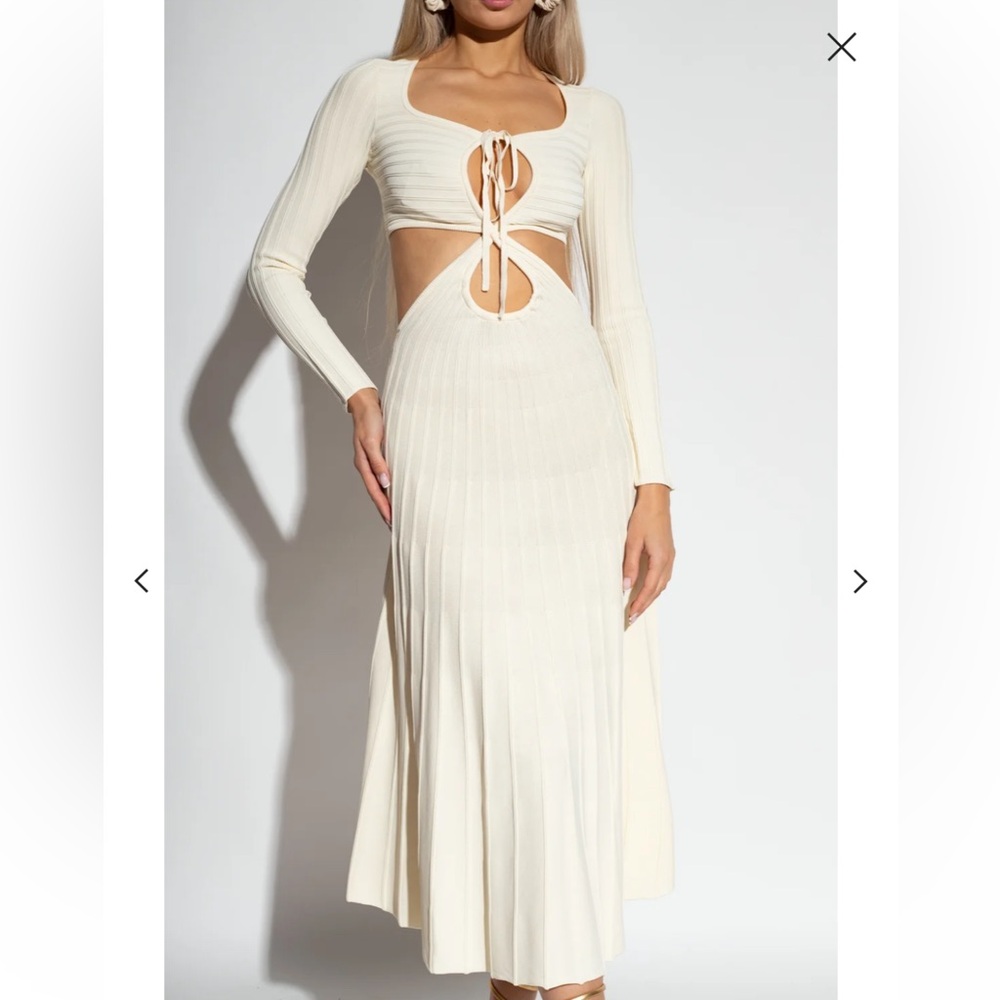 Cult Gaia Fergie Cut-Out Rib Knit Midi Dress in White, Size: M